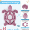 Points forts du design de l’anneau de dentition silicone tortue avec textures de massage pour bébé - Bébé Lova