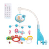 Version bleue du mobile musical bébé avec projection lumineuse et animaux suspendus - Bébé Lova