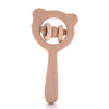 Hochet de dentition en bois de hêtre forme ours avec anneaux mobiles naturels pour bébé - Bébé Lova