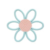 Anneau de dentition fleur nordique bleu ciel et rose pastel en silicone apaisant - Bébé Lova