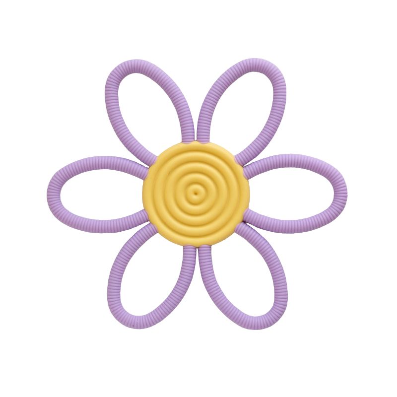 Anneau de dentition fleur nordique violet pastel en silicone creux apaisant pour bébé - Bébé Lova