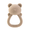 Anneau de dentition hochet en silicone beige naturel pour bébé au design ourson - Bébé Lova