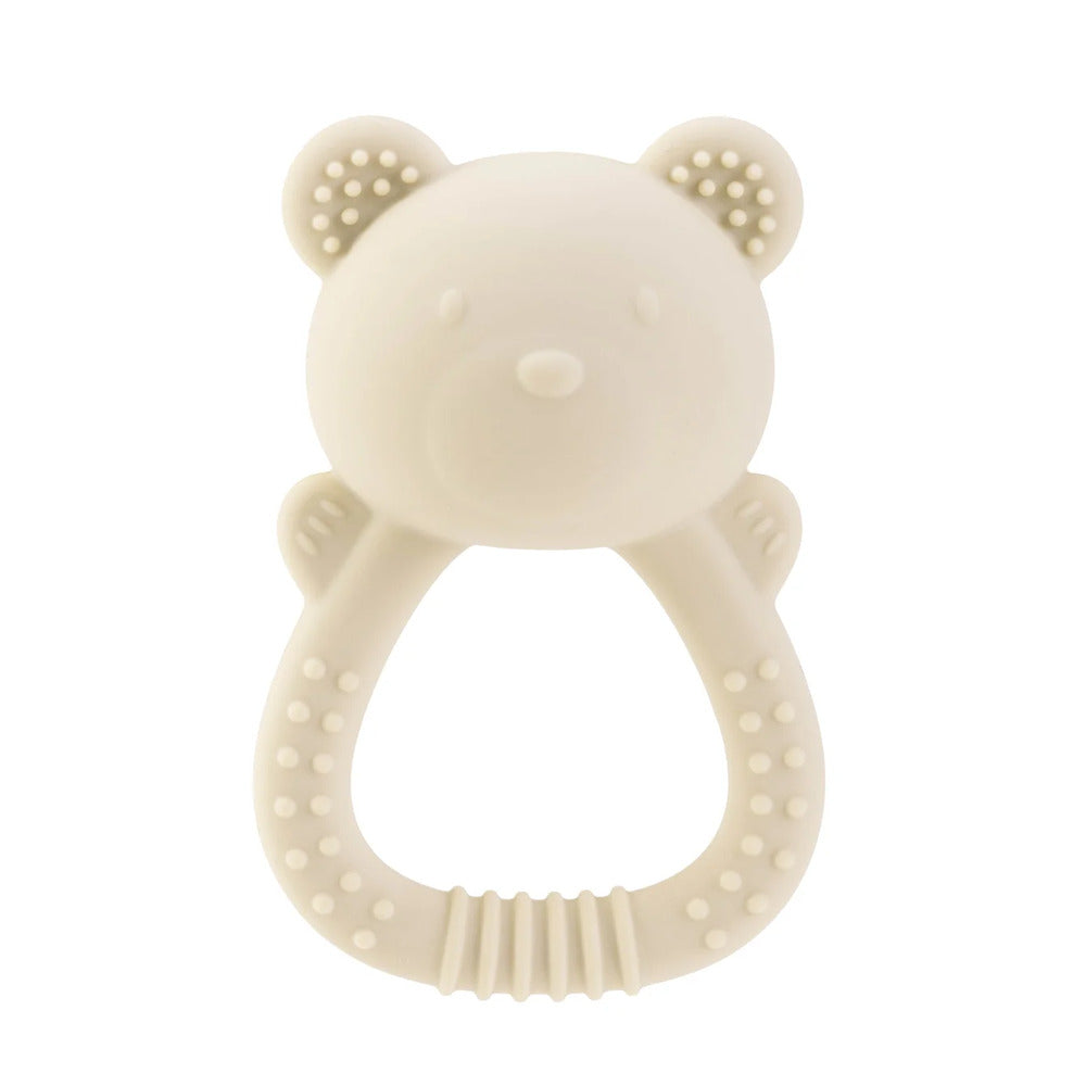 Anneau de dentition hochet en silicone crème douce pour soulager les gencives de bébé - Bébé Lova
