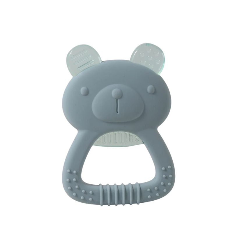 Anneau de dentition ourson bleu pastel en silicone avec partie rafraîchissante - Bébé Lova