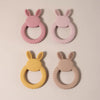 Anneaux de dentition lapin en silicone disponibles en quatre couleurs douces pour bébé - Bébé Lova