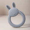 Anneau de dentition lapin gris clair en silicone doux pour apaiser les gencives de bébé - Bébé Lova