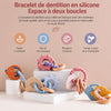 Bracelet de dentition sensoriel en silicone avec planètes et anneaux en bois, présentation des caractéristiques et avantages du produit - Bébé Lova