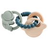 Bracelet de dentition bébé avec astronaute vert, planète beige et anneau en bois naturel - Bébé Lova
