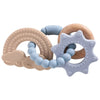 Anneau de dentition sensoriel avec arc-en-ciel beige, soleil lilas et perles bleues pour bébé - Bébé Lova