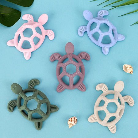 Collection d’anneaux de dentition tortue en plusieurs coloris pastel pour bébé - Bébé Lova
