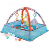 Tapis d’activités bébé bleu avec balles multicolores autour du parc - Bébé Lova