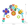 Dimensions compactes de l’arche musicale bébé avec jouets suspendus et miroir sensoriel - Bébé Lova