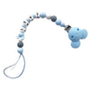 Attache sucette personnalisée prénom Levi en silicone bleu clair avec clip ourson - Bébé Lova