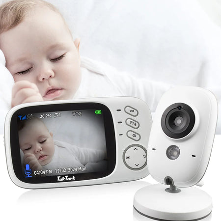 Babyphone vidéo avec écran 3,2 pouces surveillant un bébé endormi - Bébé Lova