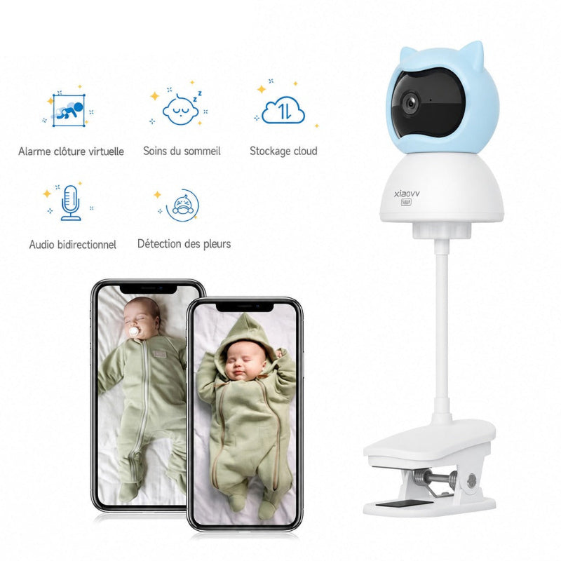 Babyphone rose avec stockage cloud et suivi du sommeil bébé via application - Bébé Lova