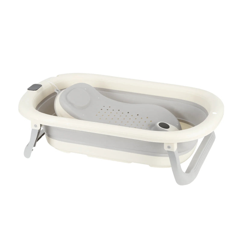 Baignoire bébé pliable gris clair avec coussin respirant et pieds repliables - Bébé Lova