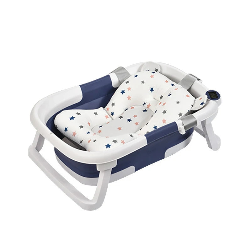 Baignoire bébé pliable bleu marine avec matelas antidérapant et affichage digital - Bébé Lova