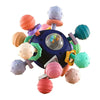 Balle de dentition sensorielle bébé modèle multicolore foncé avec éléments rotatifs et textures stimulantes - Bébé Lova