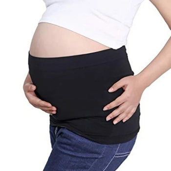 BandoBack mannequin enceinte buste t-shirt blanc bande noire jean ventre - Bébé Lova