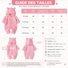 Guide des tailles de la barboteuse bébé tricot à capuche, du 3-6 mois au 18-24 mois - Bébé Lova