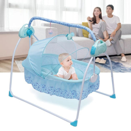 Berceau électrique BlueTune2 bleu bébé couple télécommande contrôle - Bébé Lova