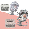 Bébé éveillé dans une balancelle évolutive grise avec jouets suspendus - Bébé Lova