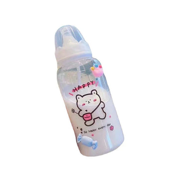 Biberon ourson rose 350 ml avec tétine silicone et design kawaii - Bébé Lova