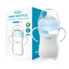 Biberon 240 ml col large bleu à poignées avec sa boîte pour bébé de 3 à 6 mois - Bébé Lova