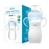 Biberon 330 ml col large bleu à poignées avec sa boîte pour bébé de 6 mois et plus - Bébé Lova