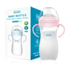 Biberon 330 ml col large rose à poignées avec sa boîte pour bébé de 6 mois et plus - Bébé Lova