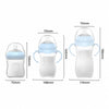 Schéma des dimensions du biberon en 3 tailles : 126, 162 et 186 mm de hauteur - Bébé Lova