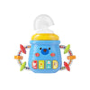Biberon hochet musical éducatif bleu avec sucette en silicone et anneaux sensoriels pour bébé - Bébé Lova