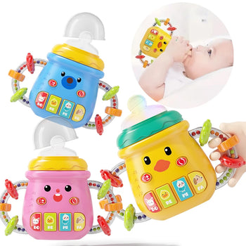 Bébé utilisant un hochet musical éducatif avec sucette de dentition sensorielle - Bébé Lova