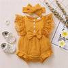 Body bébé fille moutarde élégant avec bandeau assorti et finitions dentelle - Bébé Lova