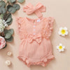 Body bébé fille rose poudré avec nœud décoratif et bandeau assorti - Bébé Lova