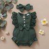 Body bébé fille vert forêt avec nœud central et détails en dentelle florale - Bébé Lova