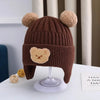 Bonnet hiver bébé marron chocolat avec oreilles teddy et finition chaude - Bébé Lova