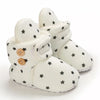Paire de bottines bébé blanches à imprimé étoiles noires avec boutons en bois - Bébé Lova
