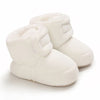 Paire de bottines bébé blanches en velours côtelé avec col de fourrure douce - Bébé Lova