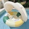 Bouée gonflable enfant verte et jaune avec siège sécurisé et canopy - Bébé Lova