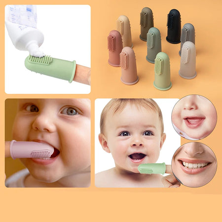 Brosse à dents doigt en silicone utilisée pour nettoyer les dents et gencives sensibles de bébé - Bébé Lova