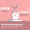 Brosse à dents enfant DinoBrush chat rose avec brosses souples à haute élasticité et nettoyage oral enveloppant - Bébé Lova