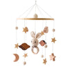 Mobile lapin en crochet avec décoration étoile et lune en bois - Bébé Lova