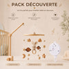 Pack découverte avec support bois, mobile lapin et carillon musical - Bébé Lova