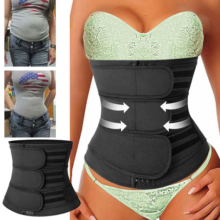 Transformation avant après avec ceinture gainante triple post-partum brûlage graisse noire - Bébé Lova