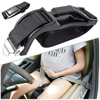 SafeDrive Pro vue 3D ceinture boucle insert enceinte siège auto ventre installée - Bébé Lova