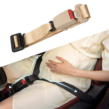 SafeDrive beige détail boucle métal zoom enceinte ceinture flèches turquoise - Bébé Lova