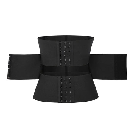 Ceinture taille sablier noire présentée seule sur fond clair avec double maintien - Bébé Lova