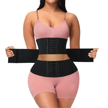 Ceinture gainante taille sablier 3 segments rose avec double bande de compression ajustable - Bébé Lova