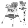 Chaise haute bébé 3-en-1 pliable évolutive coloris gris avec plateau repas et rangement intégré - Bébé Lova